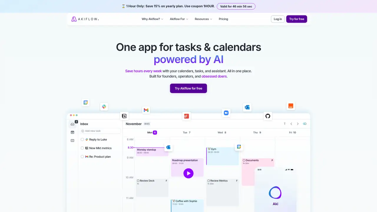 Akiflow website screenshot