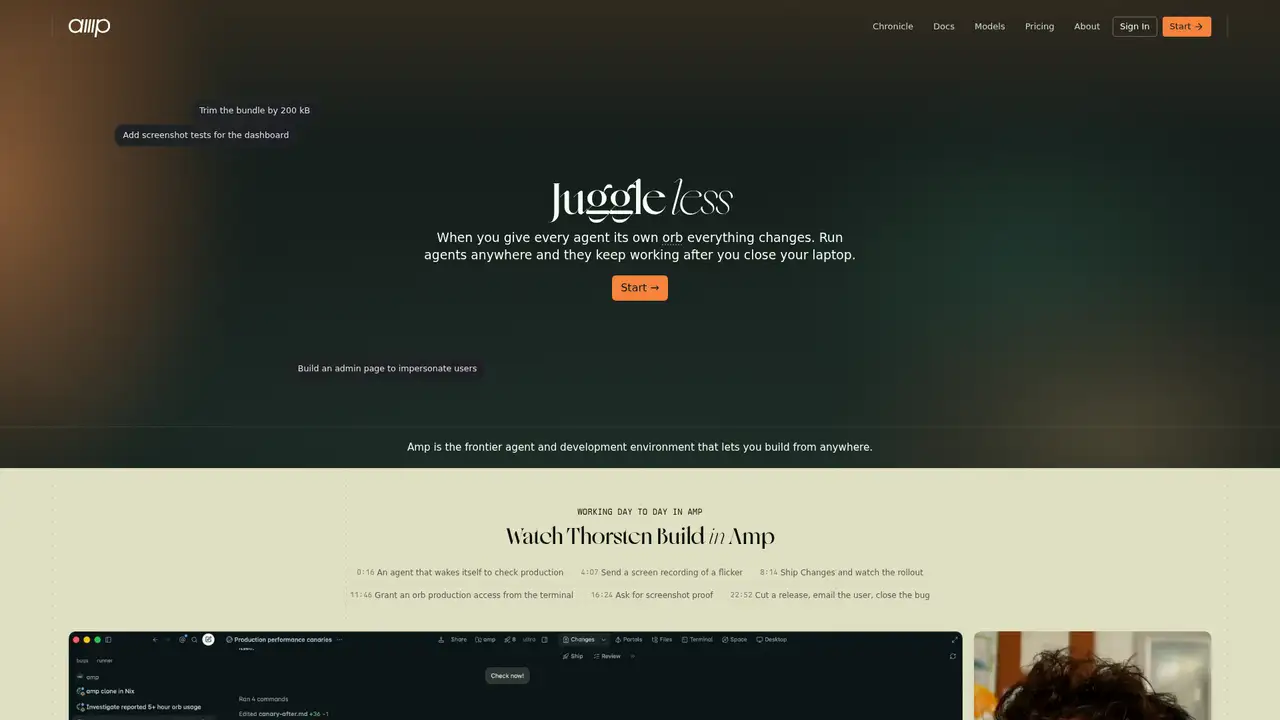 Amp website screenshot