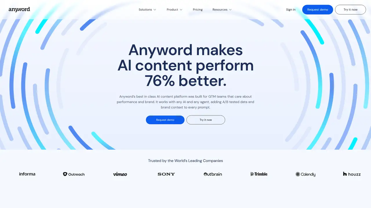 Anyword website screenshot