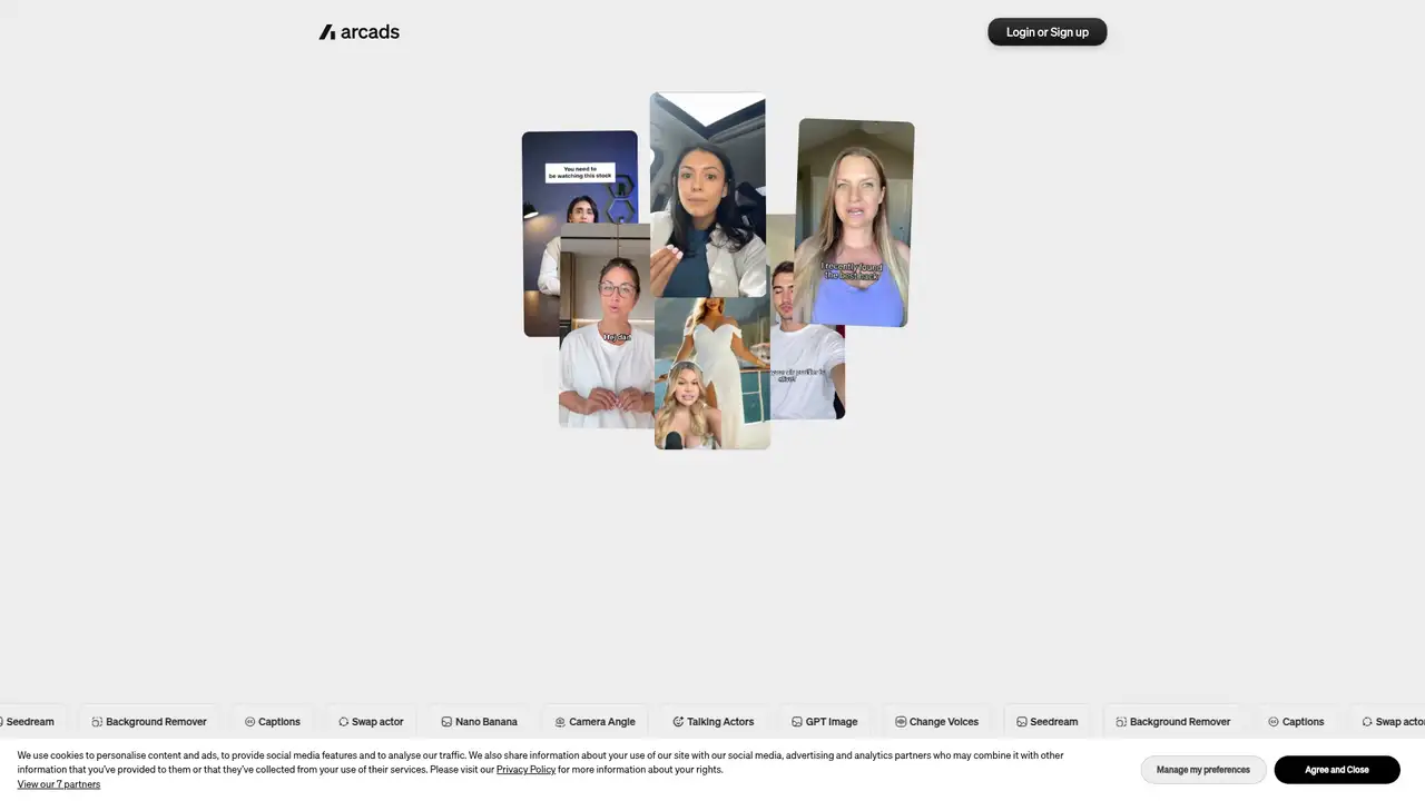 Arcads website screenshot