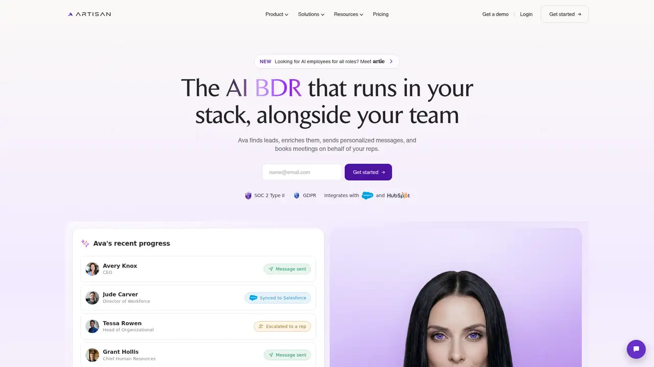 Artisan website screenshot
