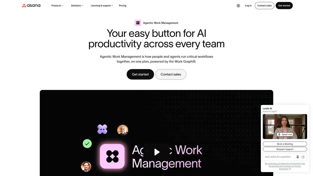 Asana AI Studio website screenshot