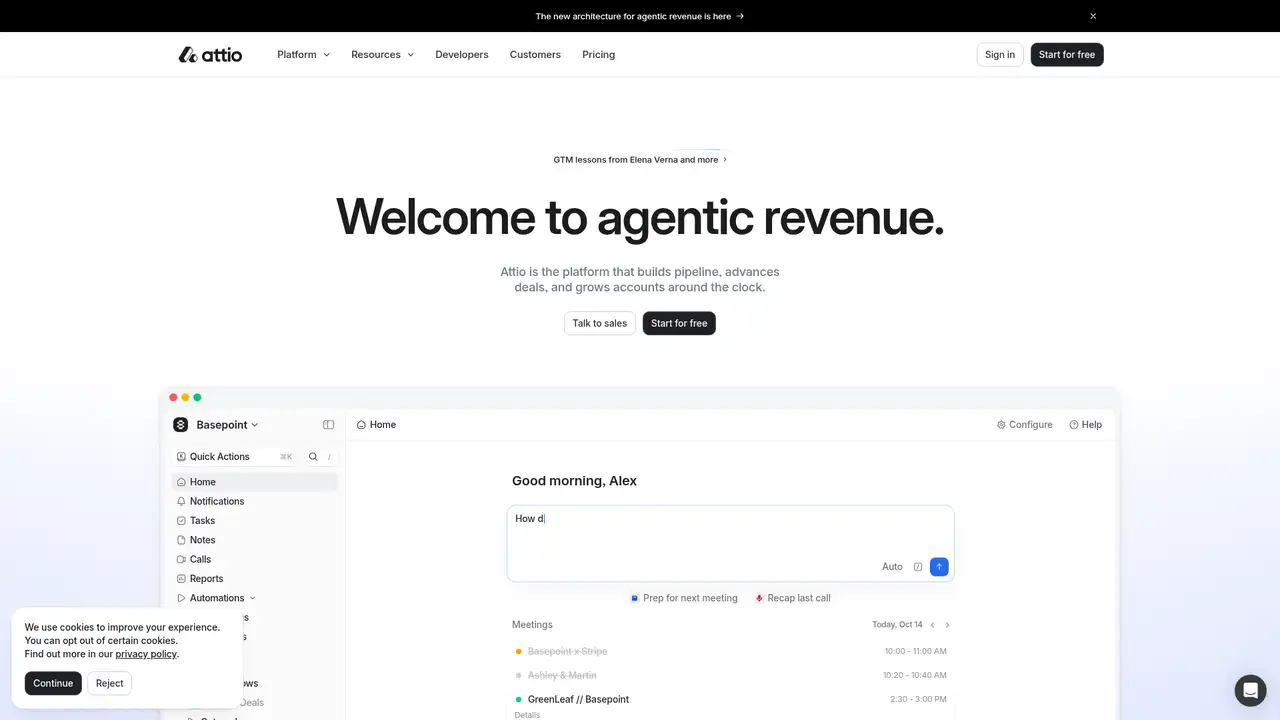 Attio website screenshot