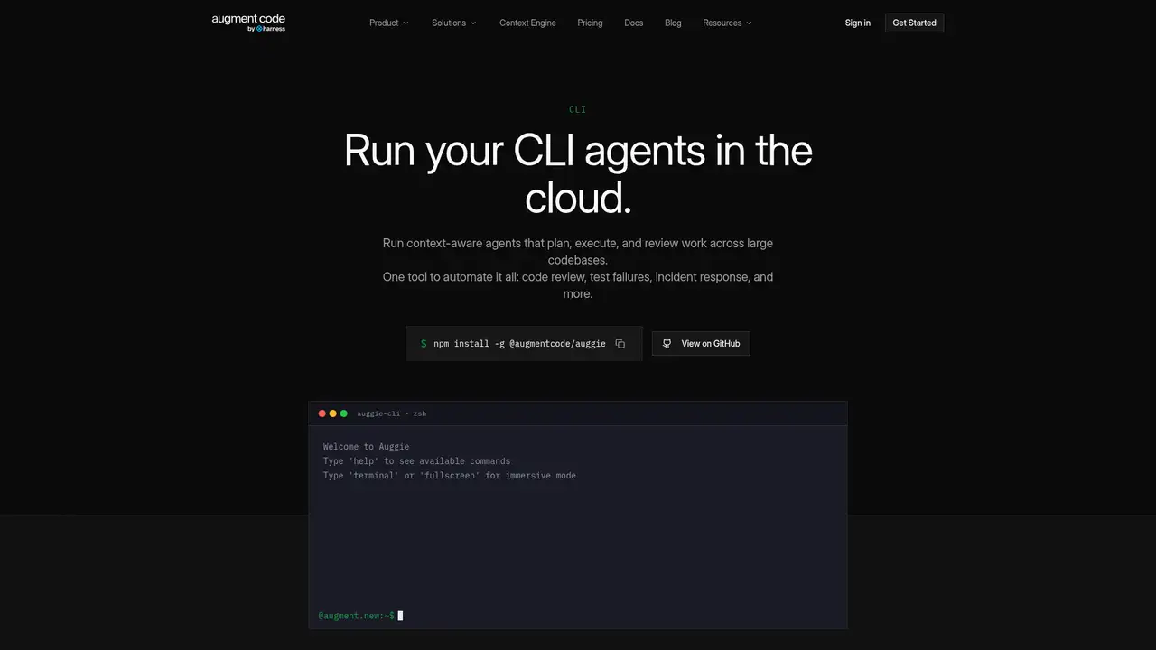 Auggie CLI website screenshot