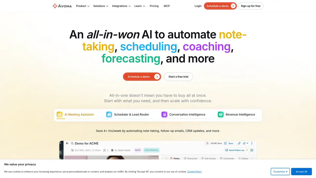 Avoma website screenshot