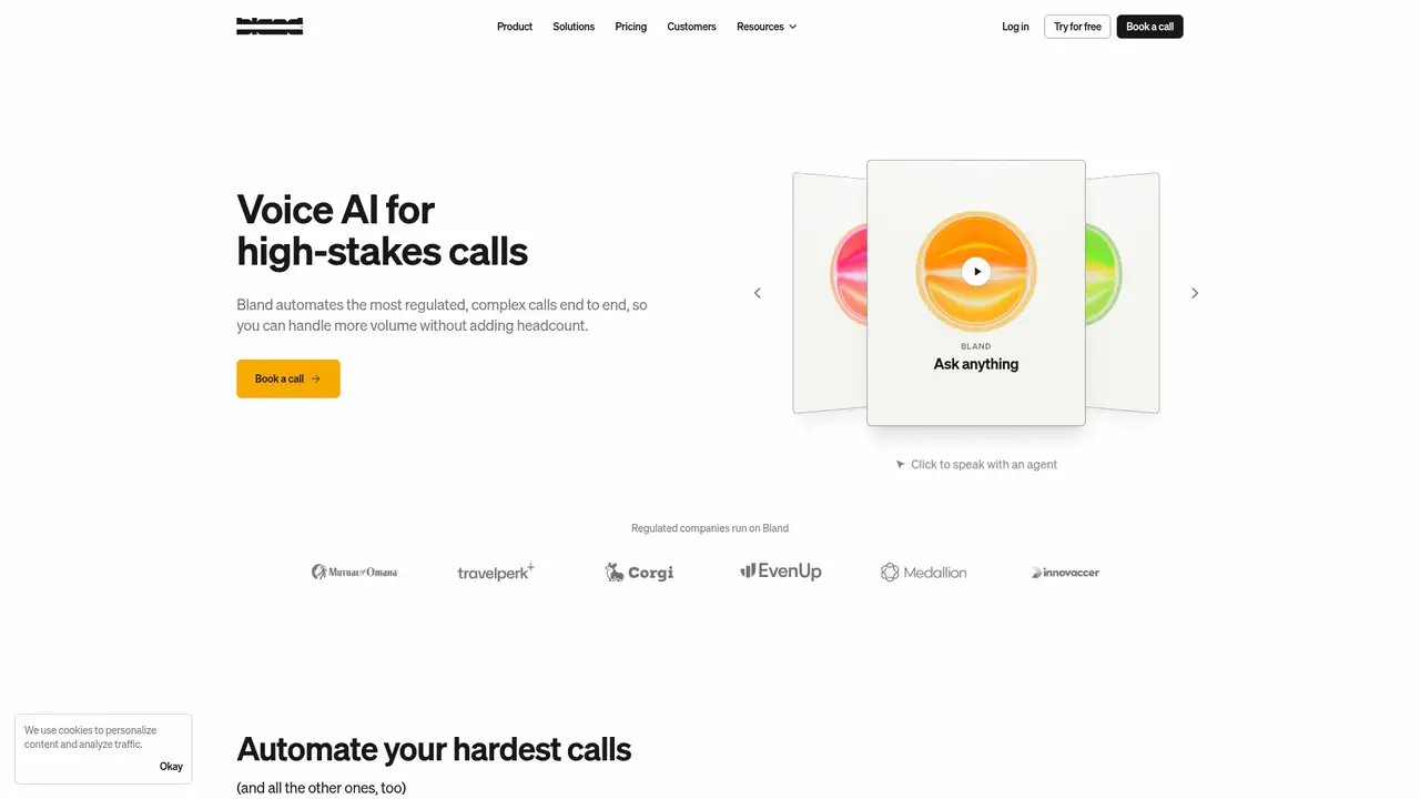 Bland AI website screenshot