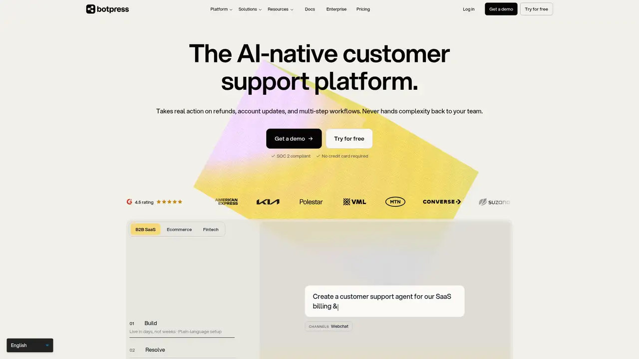 Botpress website screenshot