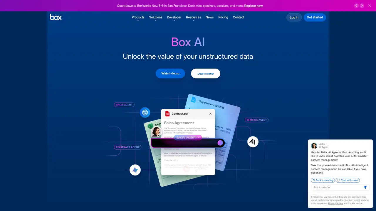 Box AI website screenshot