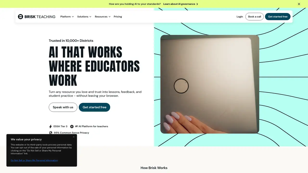 Brisk Teaching website screenshot