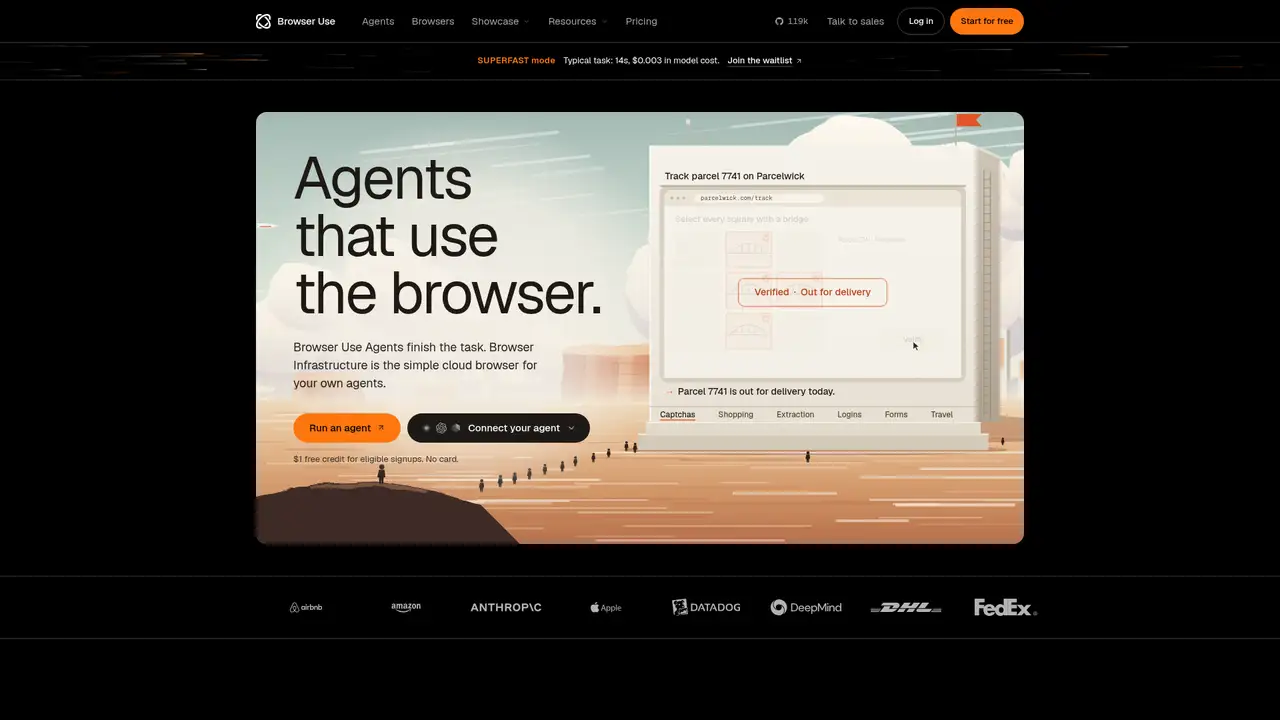 Browser Use website screenshot