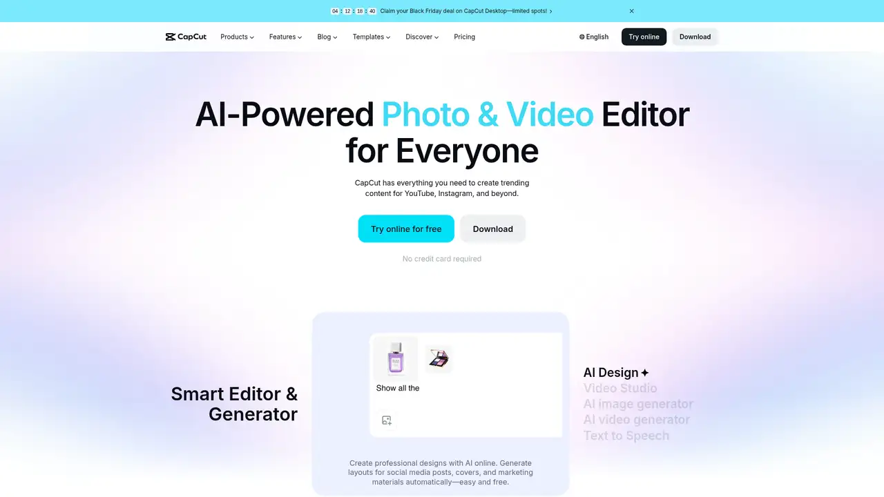 CapCut website screenshot