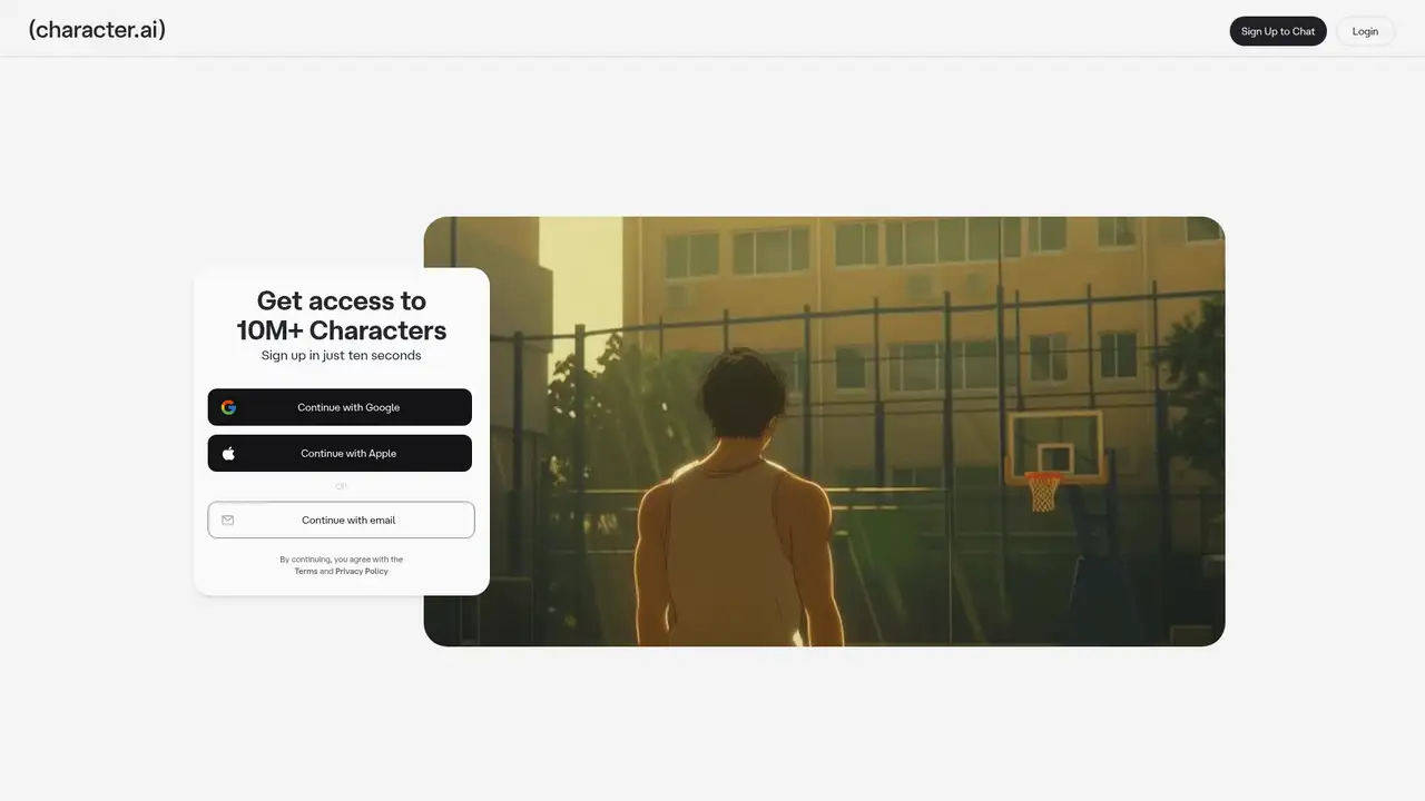 Character.AI website screenshot