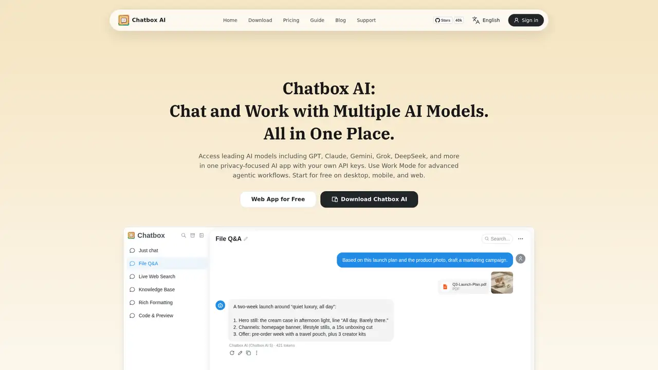 Chatbox website screenshot