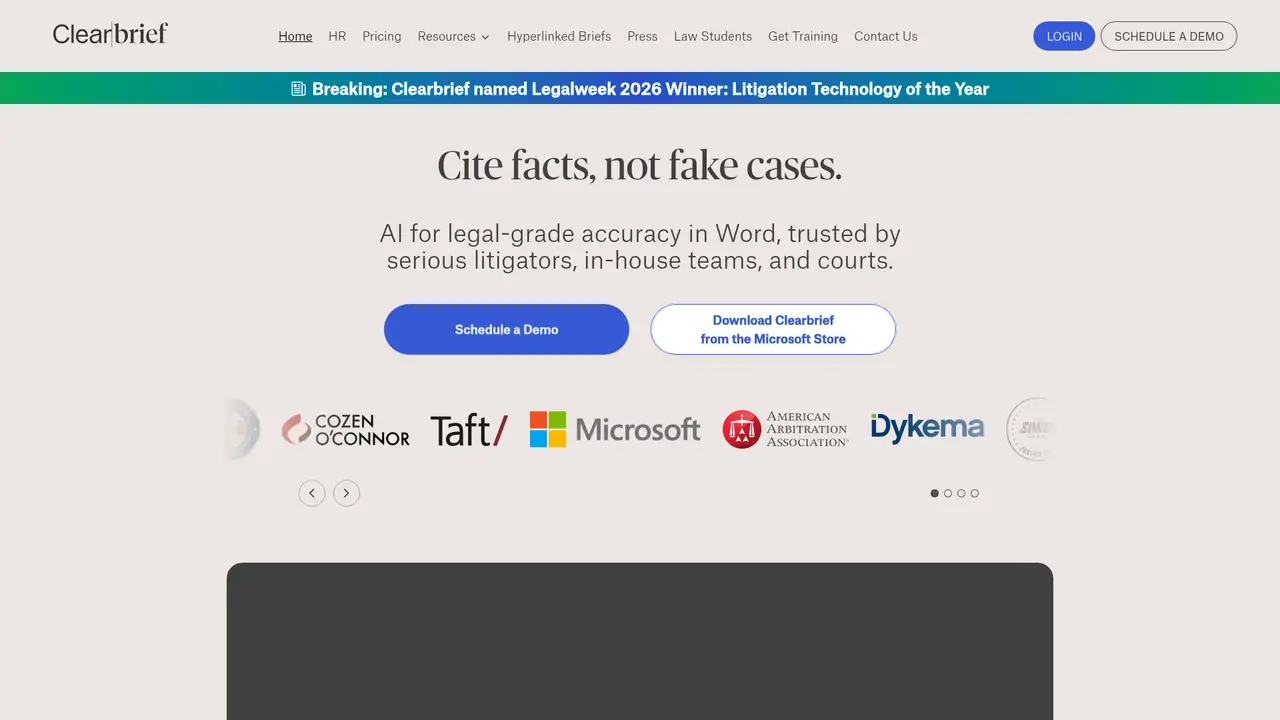 Clearbrief website screenshot