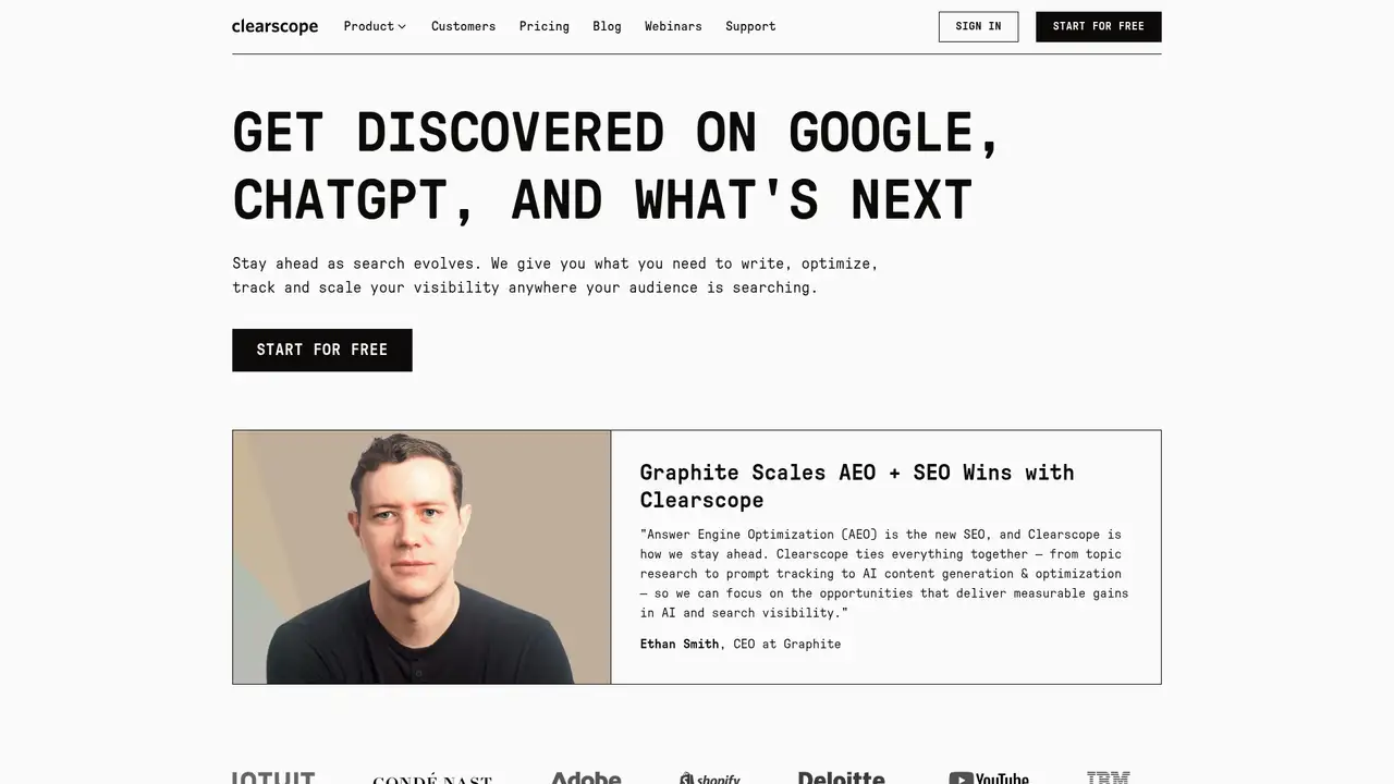 Clearscope website screenshot
