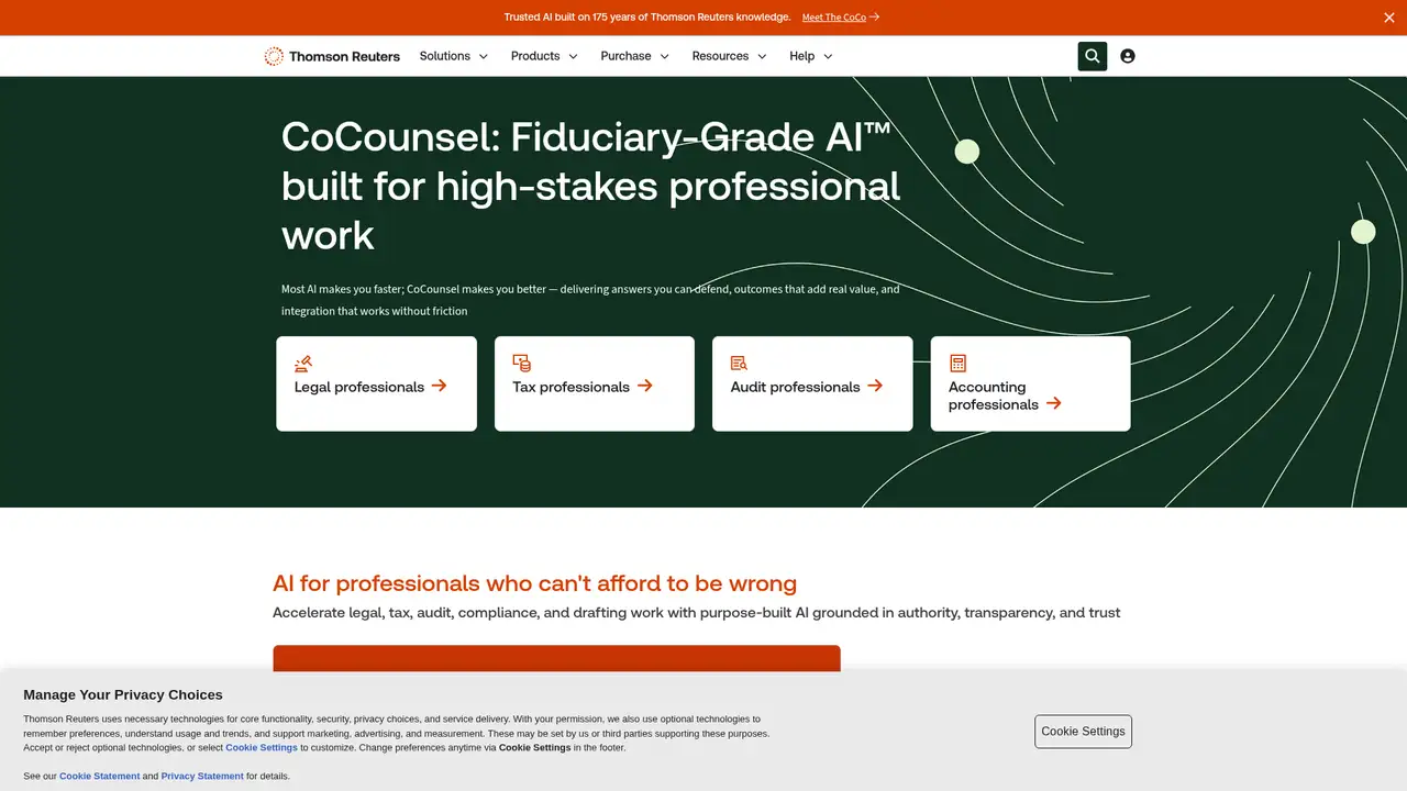 CoCounsel website screenshot