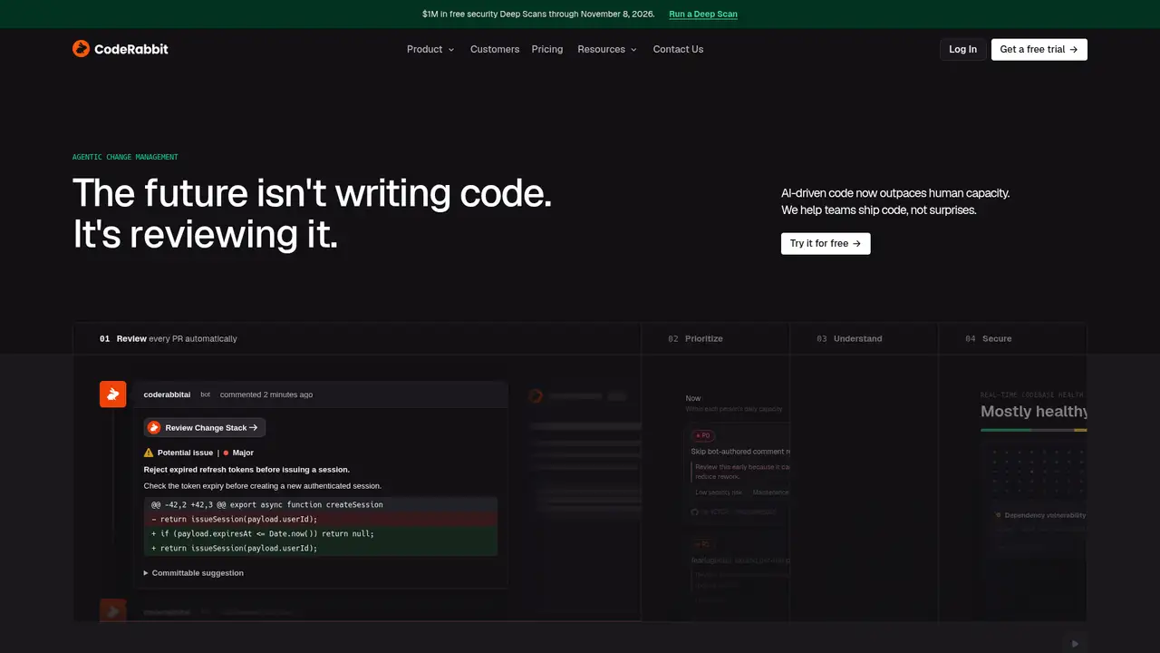 CodeRabbit website screenshot