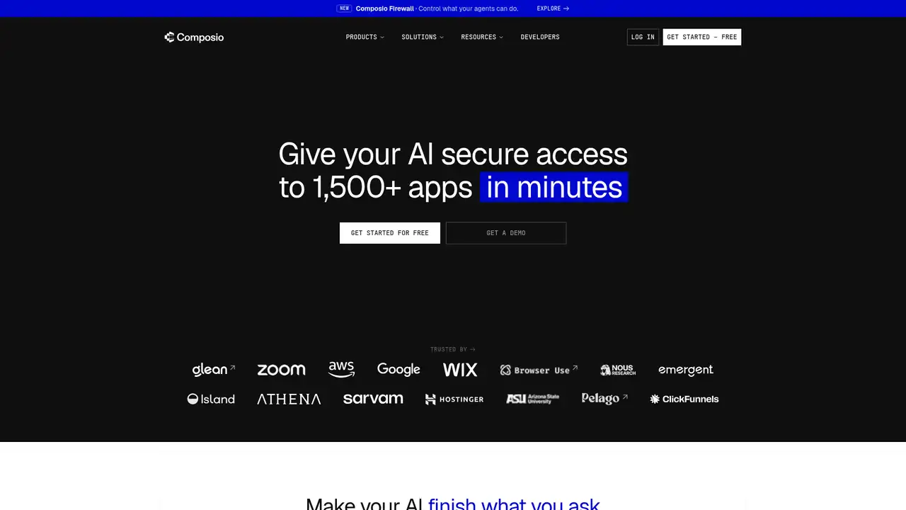 Composio website screenshot