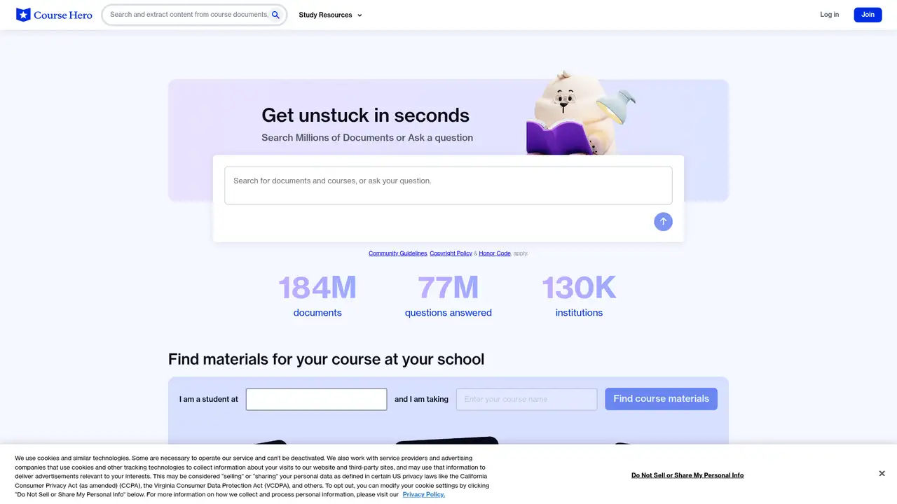 Course Hero website screenshot