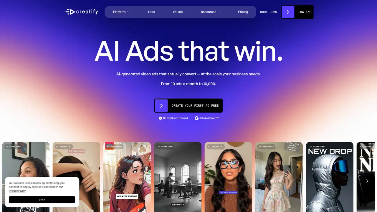 Creatify website screenshot