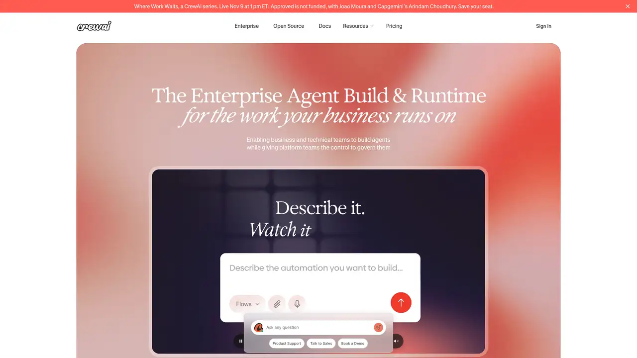 CrewAI website screenshot