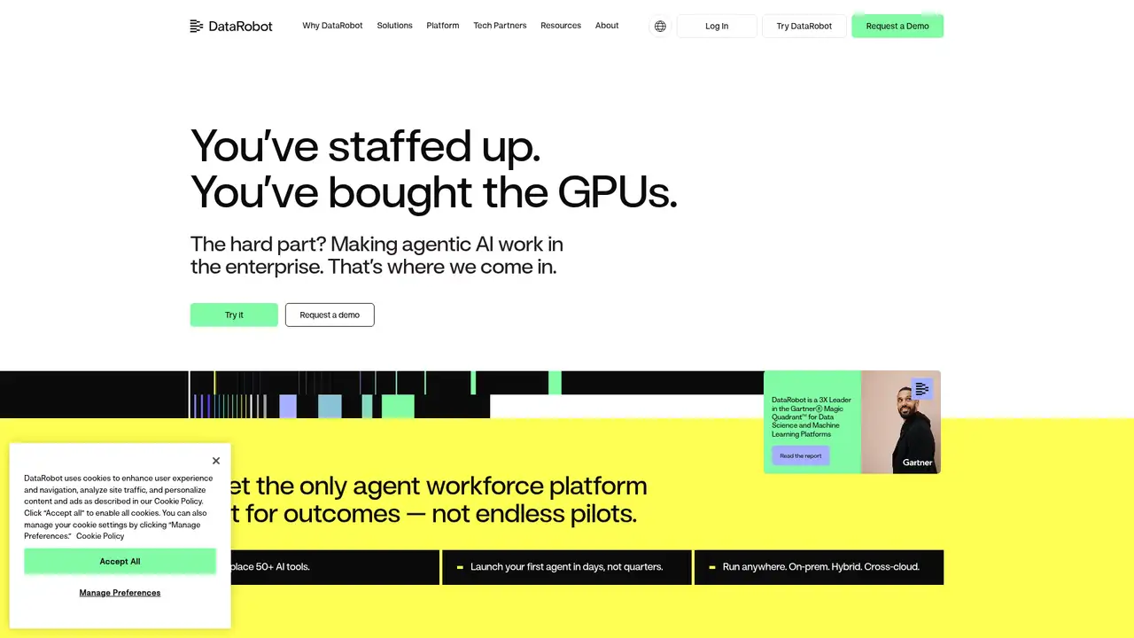 DataRobot website screenshot