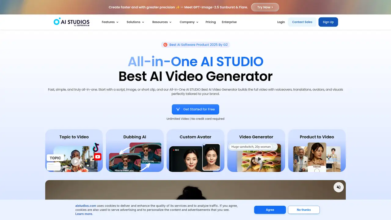 DeepBrain AI Studios website screenshot