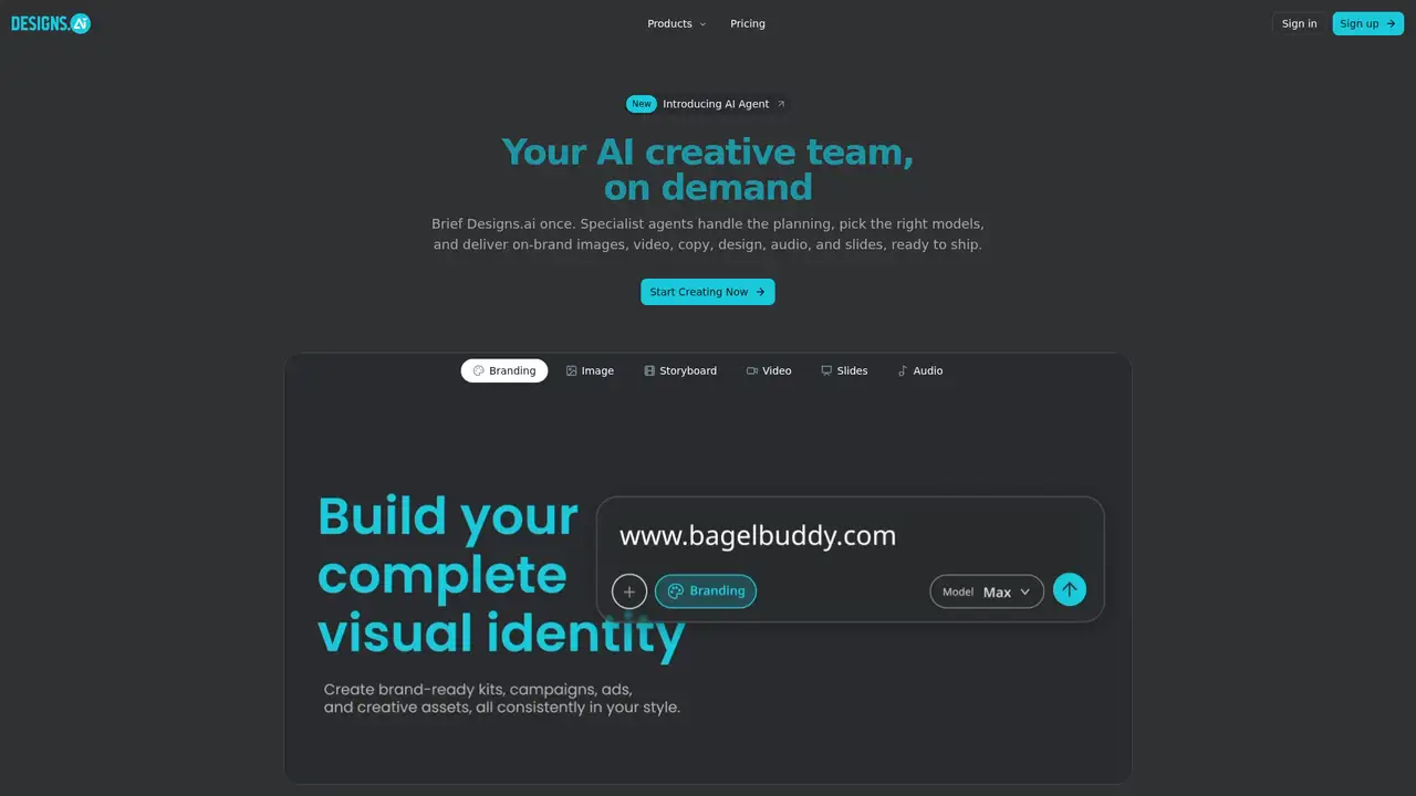 Designs.ai website screenshot