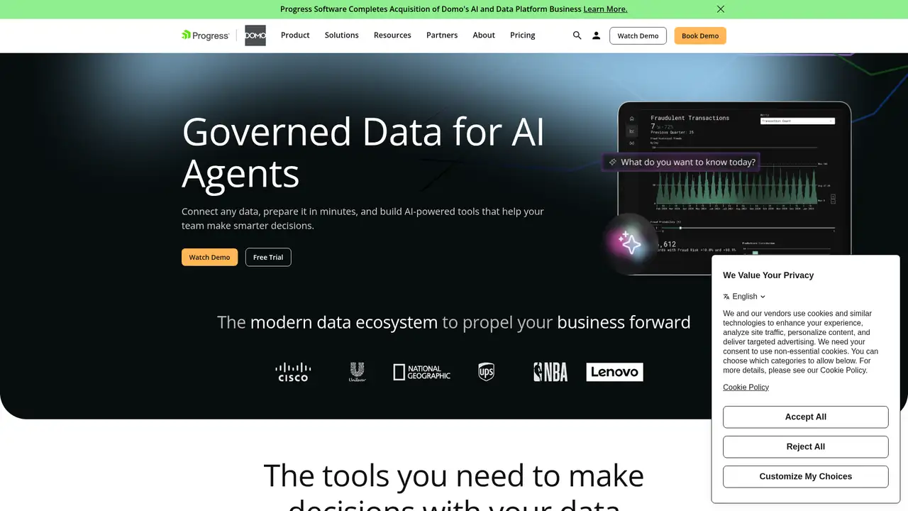 Domo website screenshot