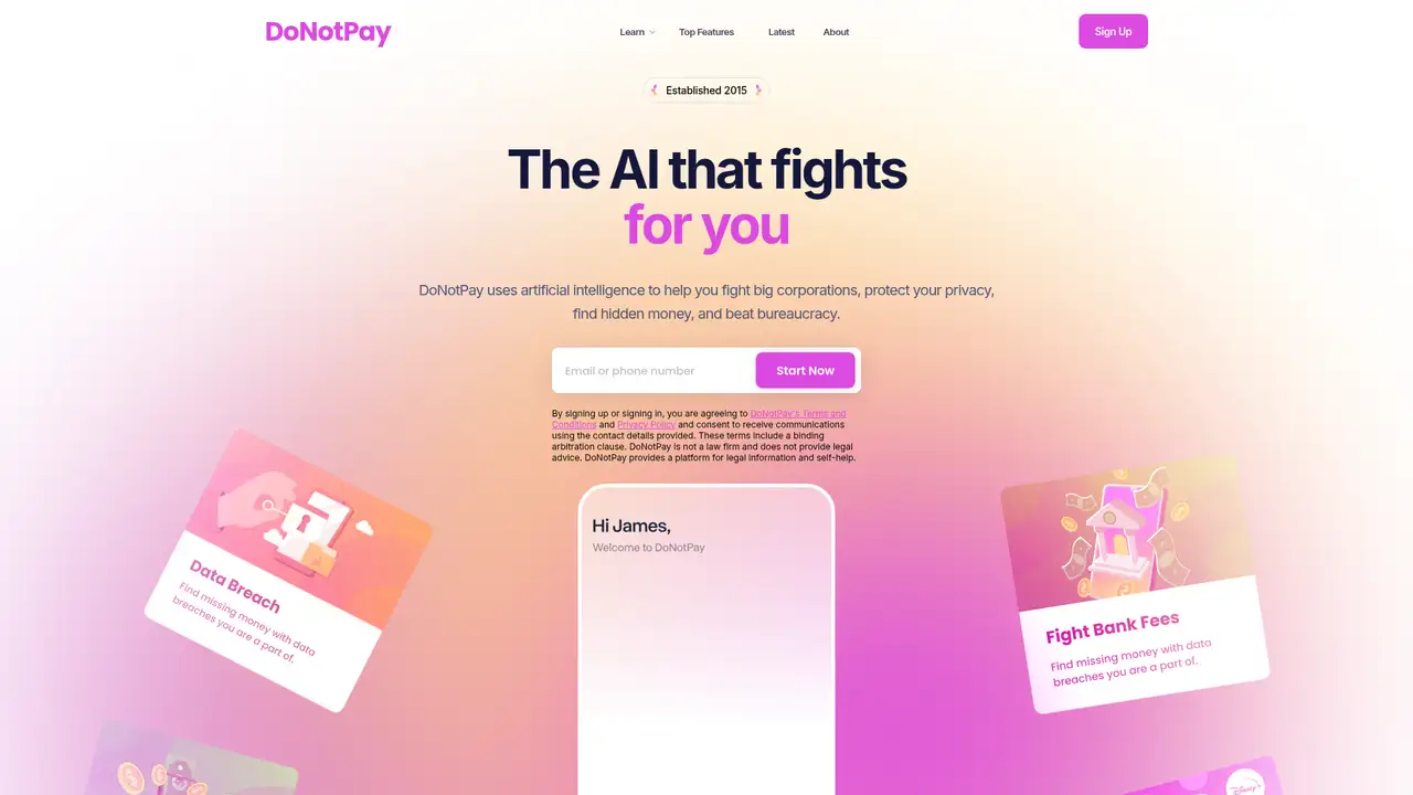 DoNotPay website screenshot