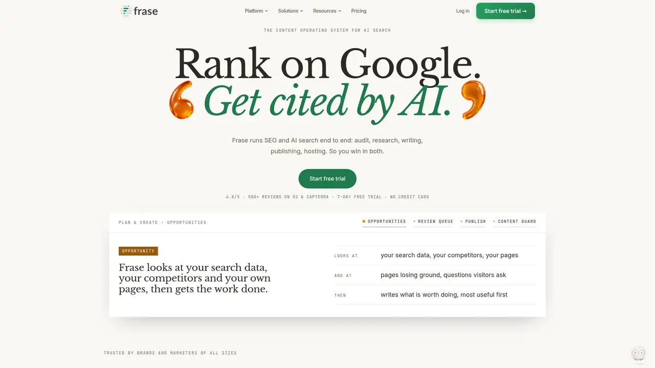 Frase website screenshot