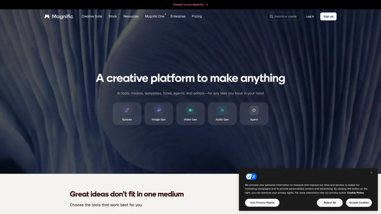 Freepik AI Suite website screenshot