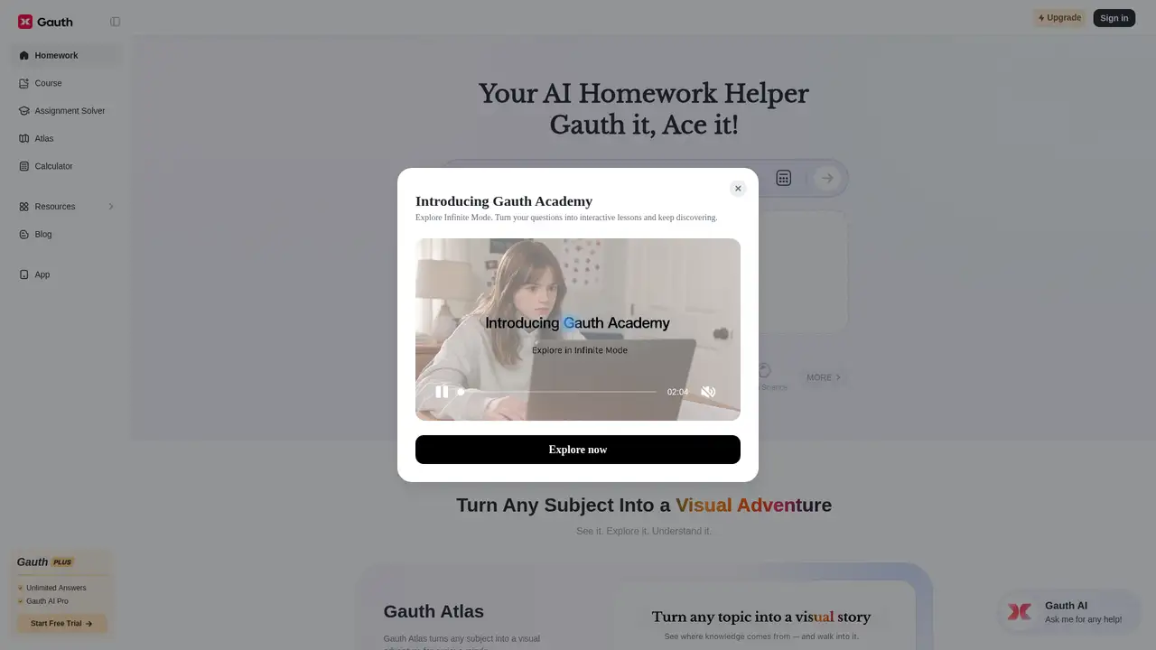 Gauth website screenshot