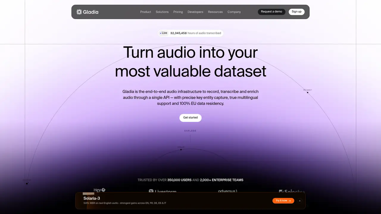 Gladia website screenshot