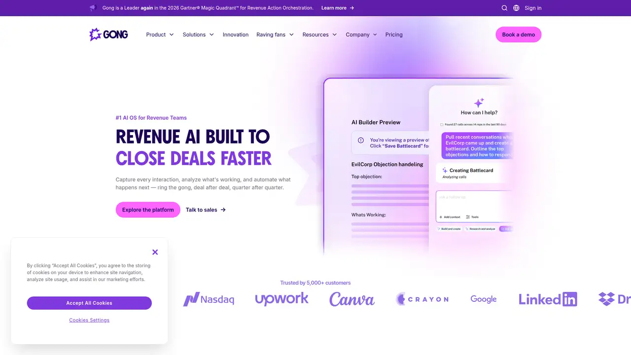 Gong website screenshot