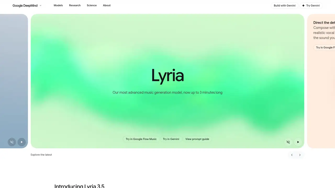 Google Lyria website screenshot
