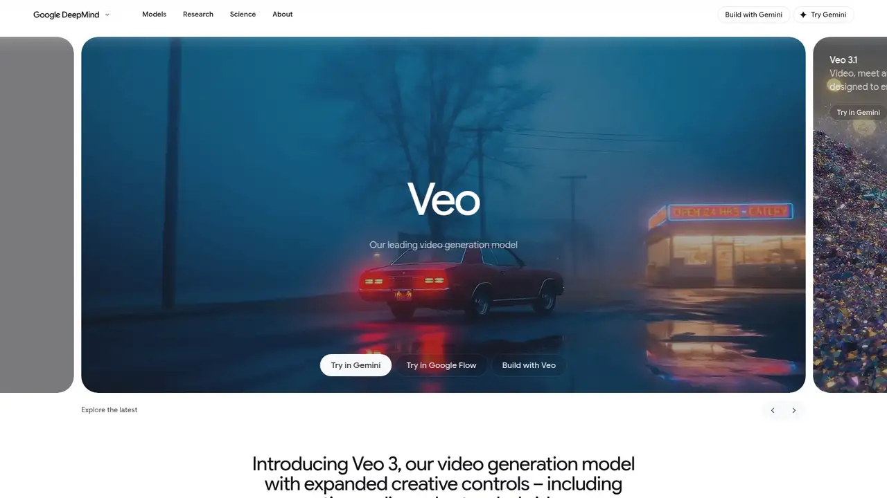 Google Veo website screenshot