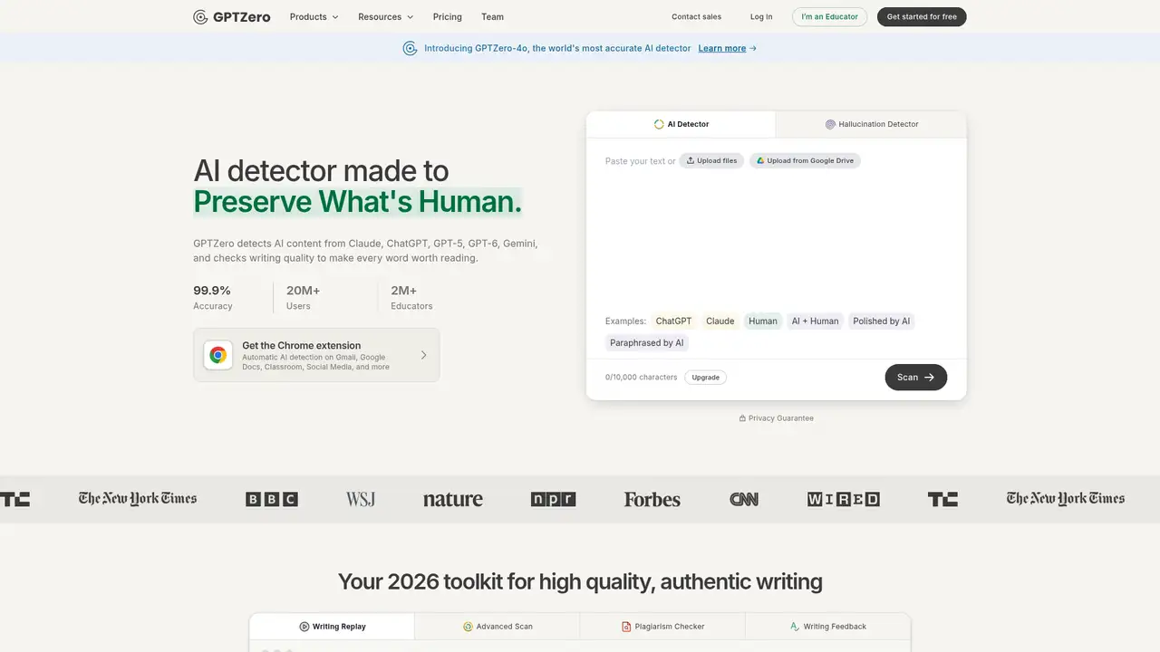 GPTZero website screenshot