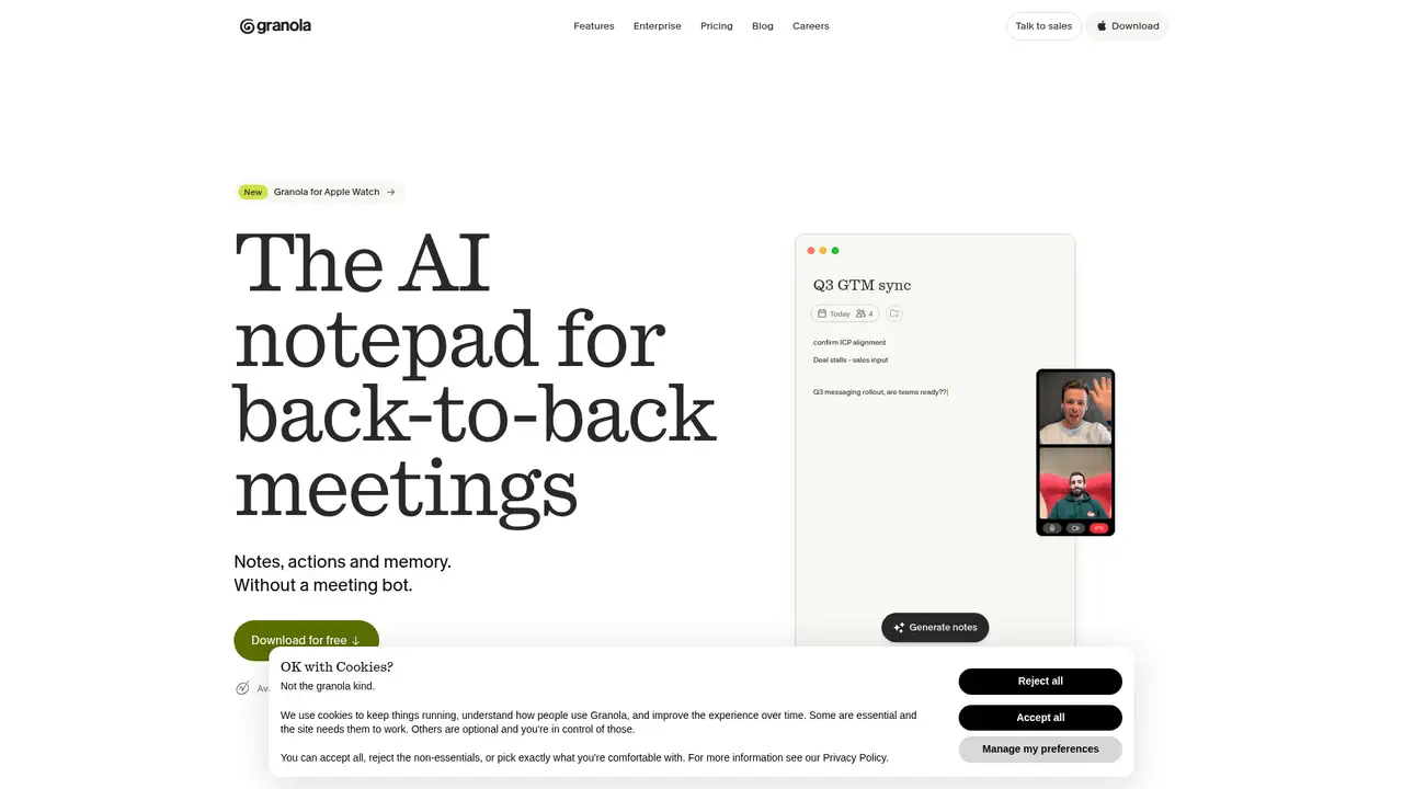 Granola website screenshot