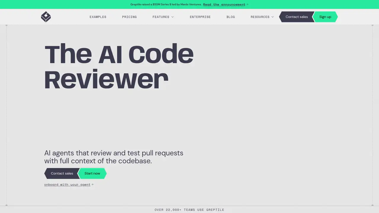 Greptile website screenshot