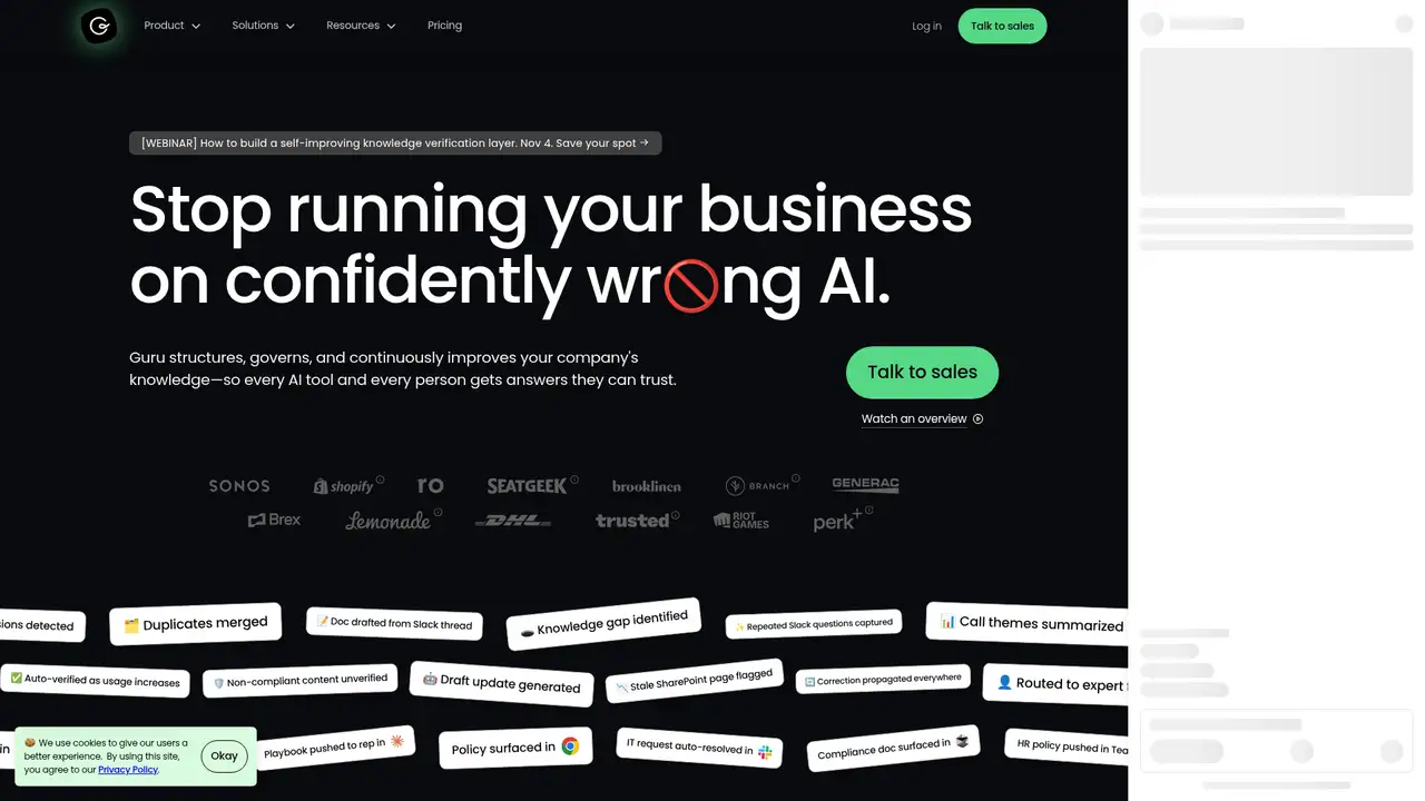 Guru website screenshot