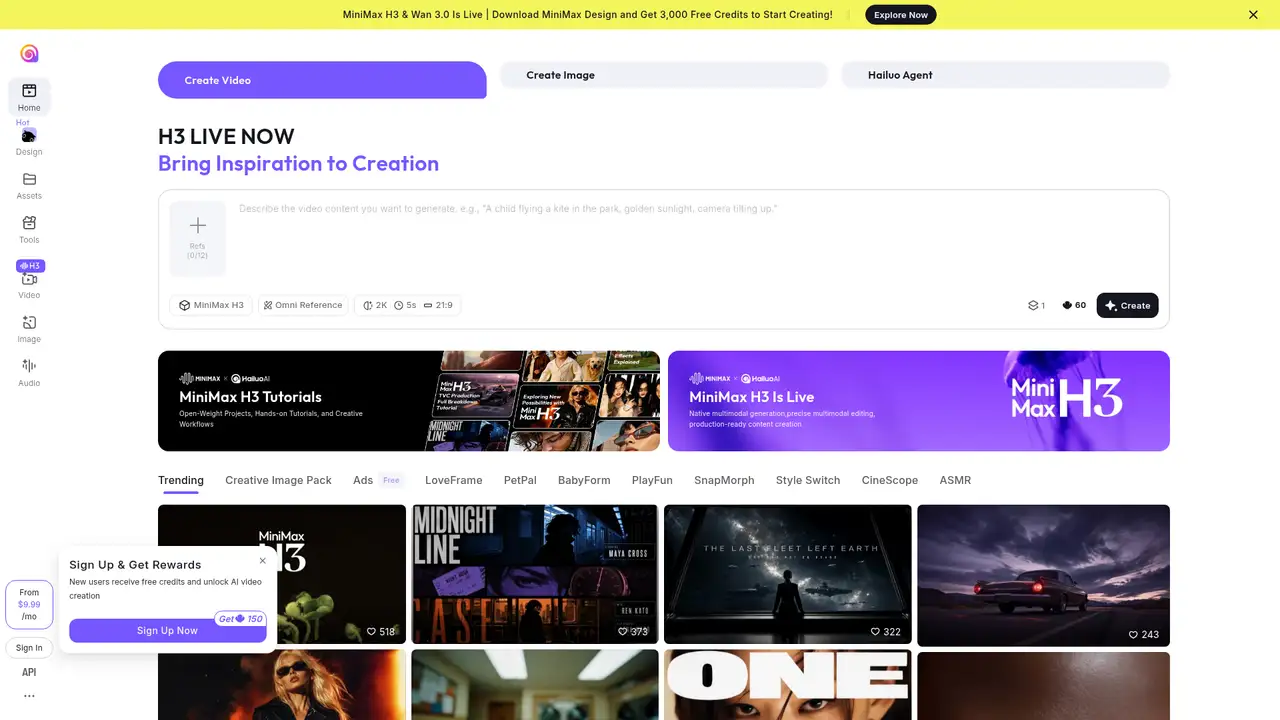 Hailuo AI website screenshot