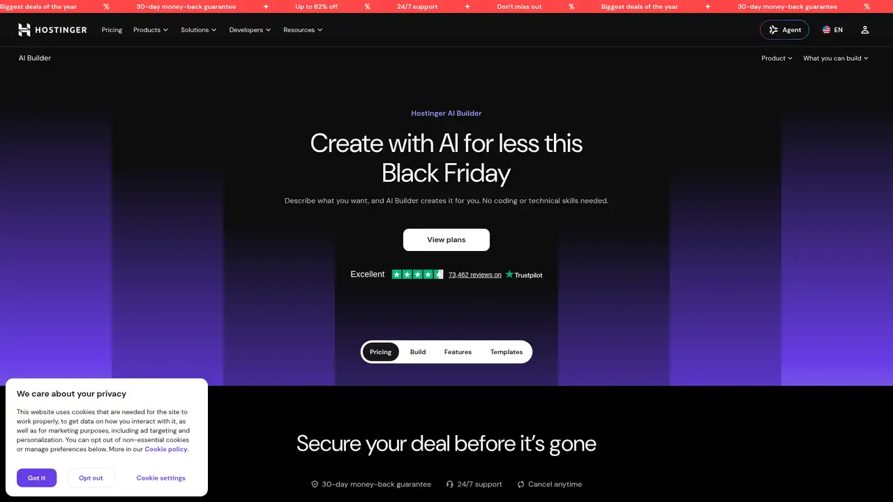 Hostinger Horizons website screenshot