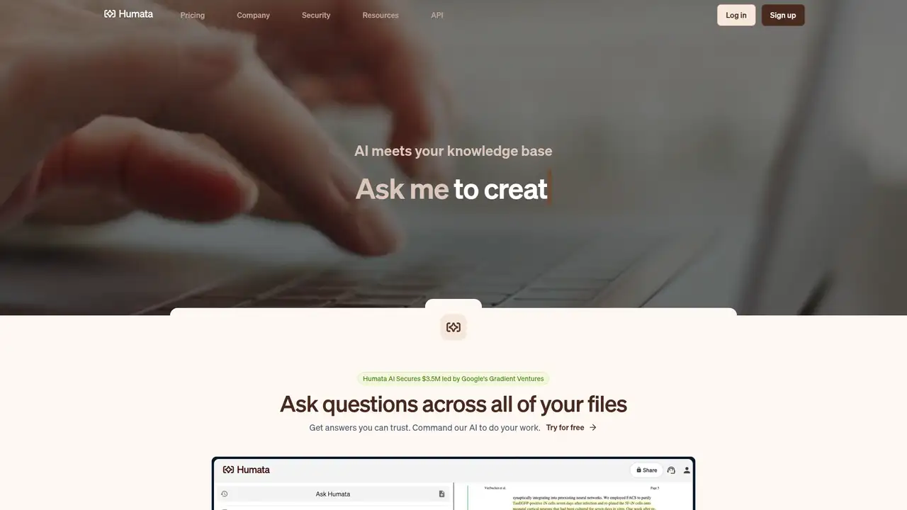 Humata website screenshot