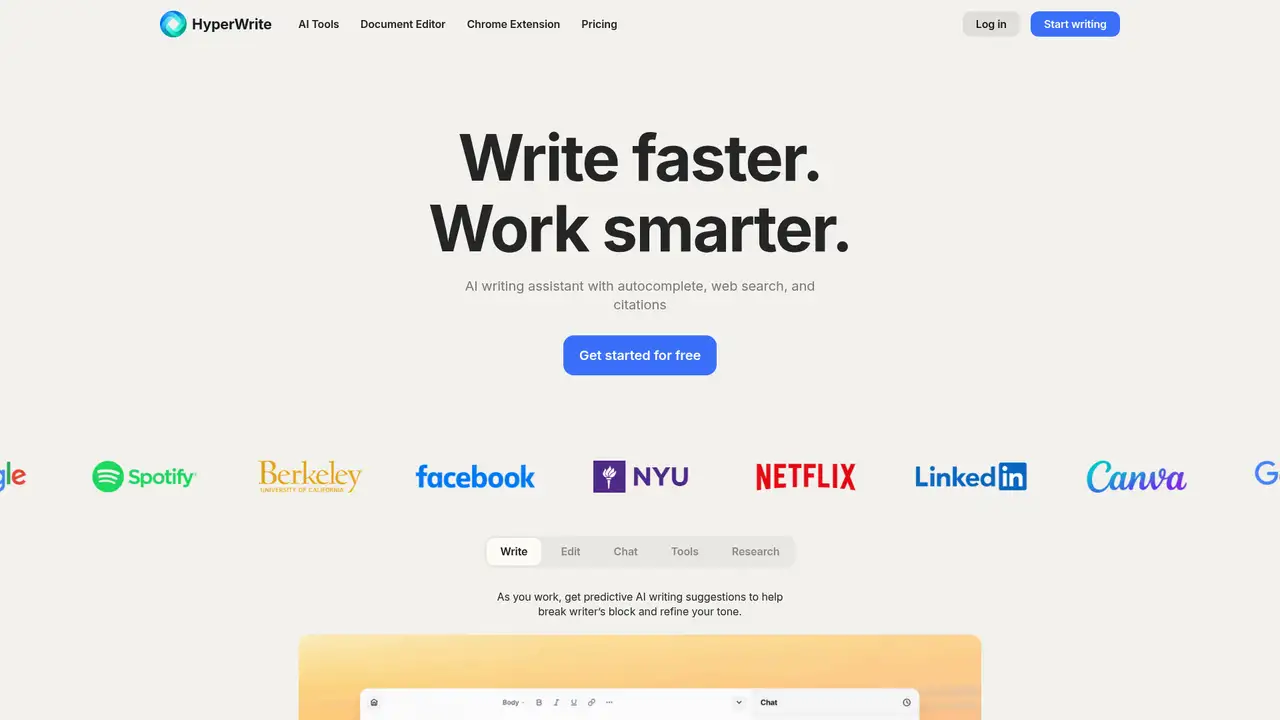 HyperWrite website screenshot