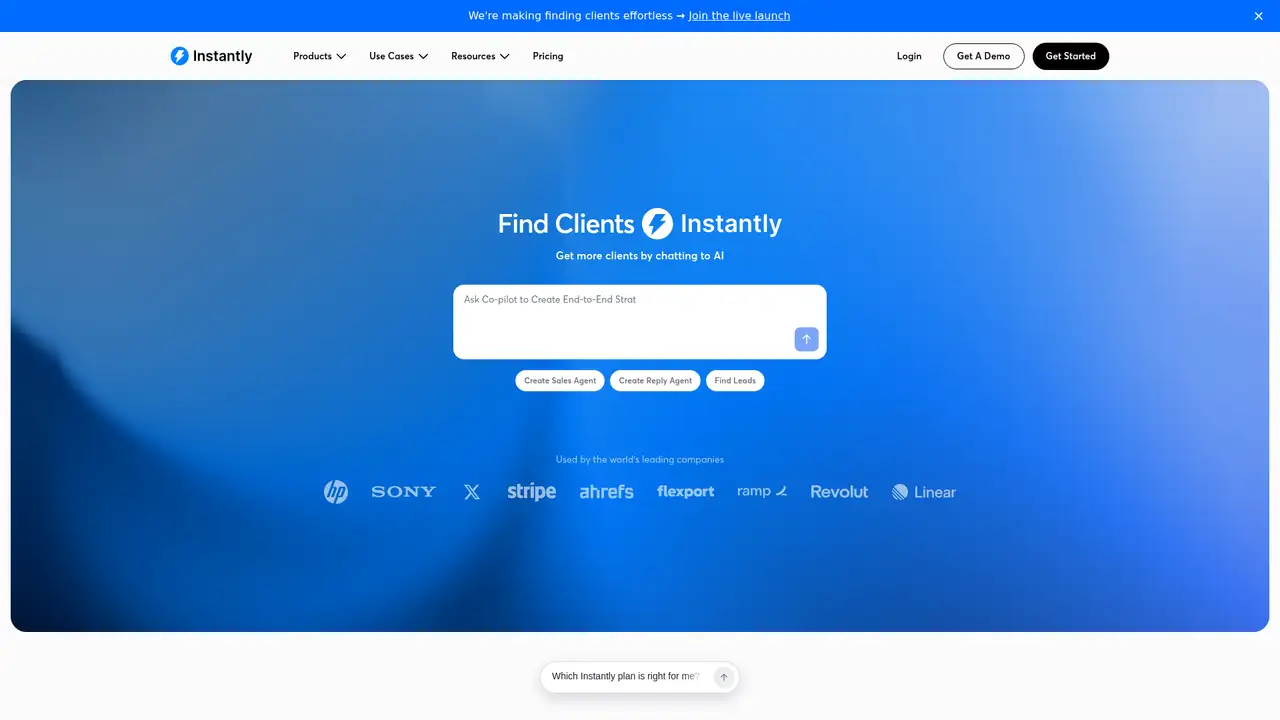 Instantly website screenshot