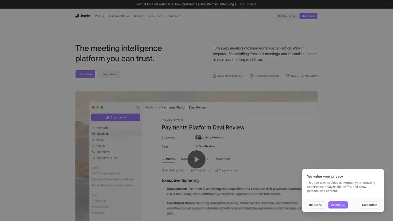 Jamie website screenshot