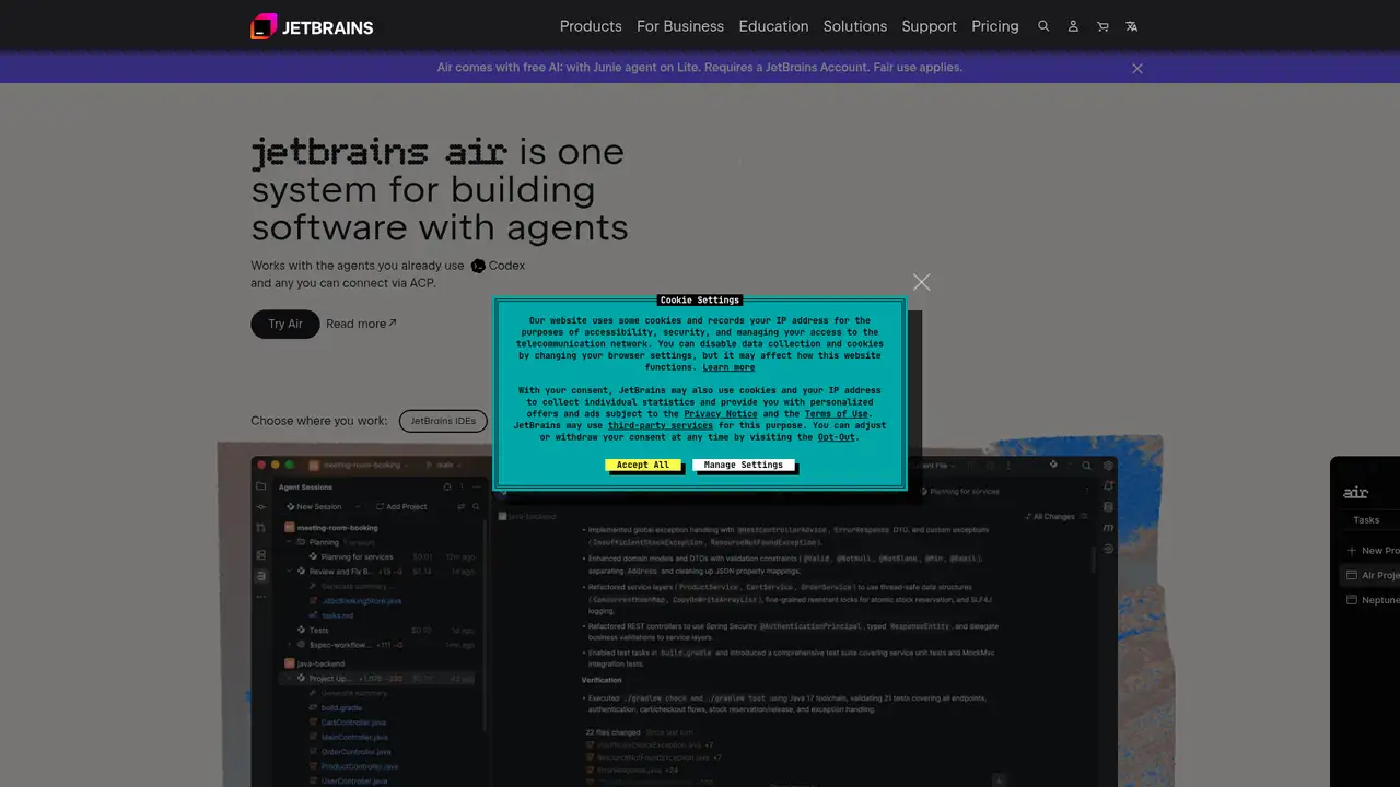 JetBrains AI website screenshot
