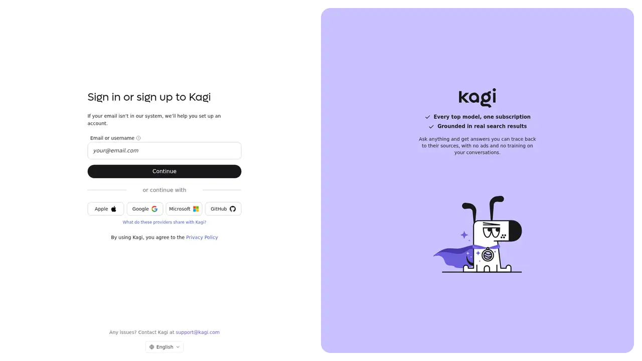 Kagi Assistant website screenshot