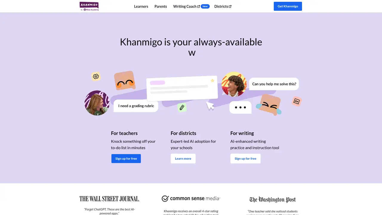 Khanmigo website screenshot